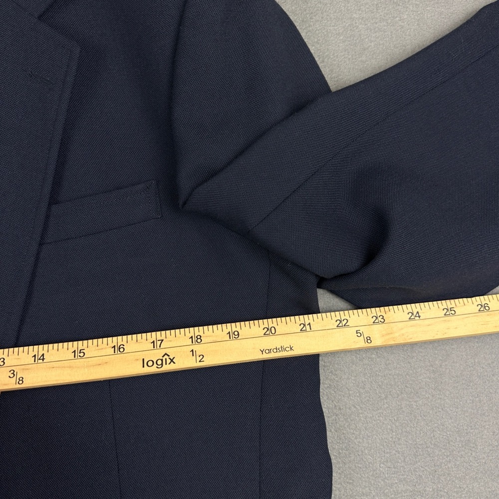 Stafford Mens Navy Blue Worsted Wool Blend Blazer Gold Crest Button Jacket 42S - Picture 11 of 12